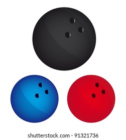 three bowling balls isolated over white background vector illustration