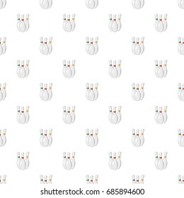 Three bowling pins pattern seamless repeat in cartoon style vector illustration