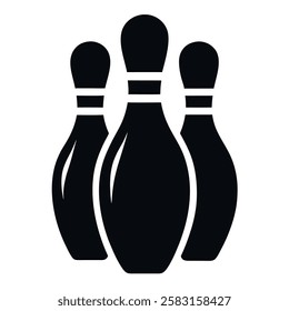 Three Bowling Pins Silhouette Vector Graphic