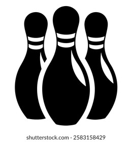 Three Bowling Pins Silhouette Vector Graphic