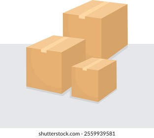 three box cartons closed case vector design