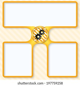 three boxes for entering text with arrows and cogwheels