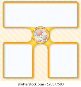 three boxes for entering text with arrows and flowers