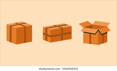 Three boxes are shown in a row, with the middle box being the largest	
