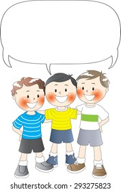three boys with blank border