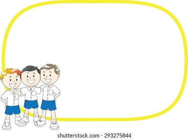 three boys with blank border