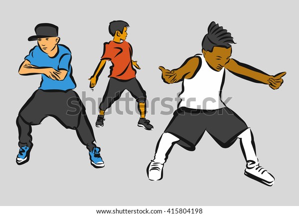 Three Boys Hip Hop Choreography Hand Stock Vector (Royalty Free ...