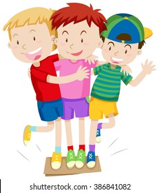 Three Boys Playing Game Illustration