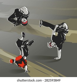 three break dancer