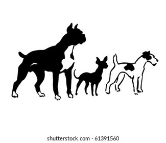 Three Breeds Of Dogs - Retro Clip Art