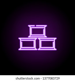 three bricks neon icon. Elements of construction set. Simple icon for websites, web design, mobile app, info graphics