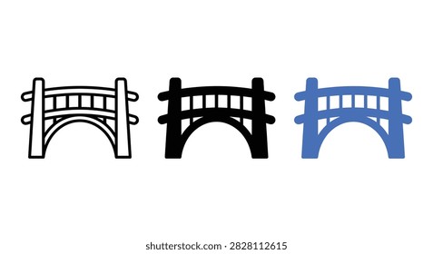 Three bridge silhouettes in varying line styles against a white background silhouette