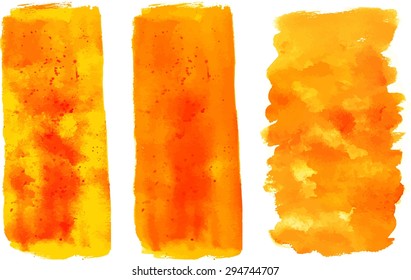 Three bright isolated watercolour textures, scalable vector graphic