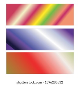 Three bright rainbow color gradien pattern header collection. Vector illustration 