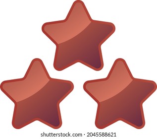 Three Bronze Shiny Stars - Amazing vector icon of three bronze rounded stars suitable for game, animation, app, icon, sign, sticker, children book, decoration and illustration in general - Vector Icon