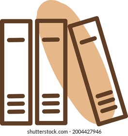 Drei braune Bücher, Illustration, Vektorgrafik auf weißem Hintergrund.
