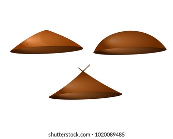 Three Brown Farmers Caps - Vector Image