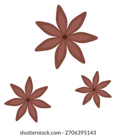 Três flores marrons com um fundo branco