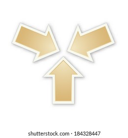 Three brown glossy arrows / the meeting icon / The arrow