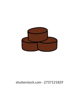 three brown sugar, palm sugar vector illustration