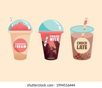 three bubble milks pots products