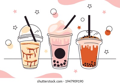 three bubbles milks drinks icons