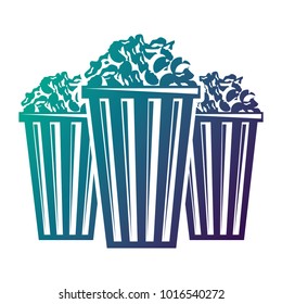 three bucket with pop corn snack