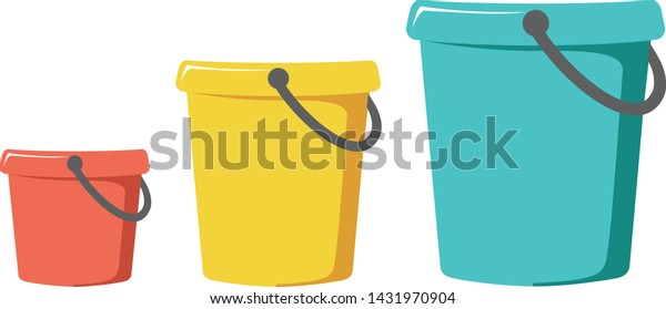 Download Three Buckets On White Background Red Stock Vector Royalty Free 1431970904 Yellowimages Mockups