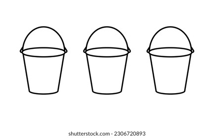 Three buckets outline icon. Clipart image isolated on white background