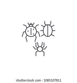 three bugs vector line icon, sign, illustration on background, editable strokes