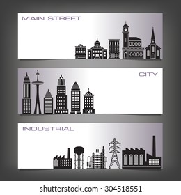 Three Building Banners with Space for Type