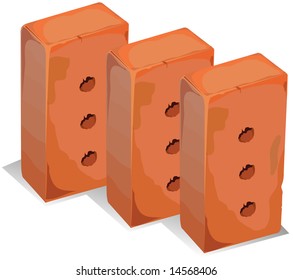 Three building blocks isolated over a white background, illustration