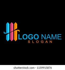 Three building illustration logo