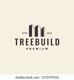 three building skyscraper hipster logo design vector graphic symbol icon illustration creative idea