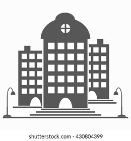 three buildings and street lights for your design