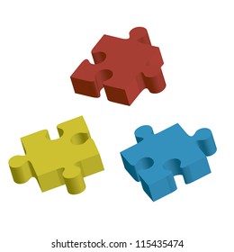 three bulk of the puzzle on a white background. Vector