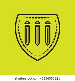 three bullet logo combined with a shield