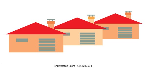 Tres bungalows, ilustración vectorial conceptual
