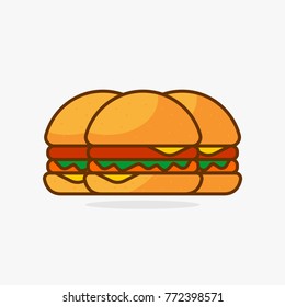 Three burgers vector icon design 