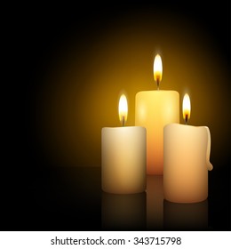 Three burning advent candles - vector illustration