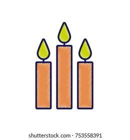 three burning candles christmas decoration vector illustration