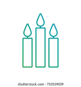 three burning candles christmas decoration vector illustration
