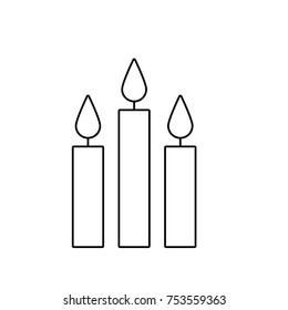 three burning candles christmas decoration vector illustration