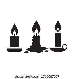 Tres velas ardientes con Ilustración vectorial de cera goteante