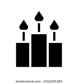 Three burning candles silhouette. Concept of hope, faith, and spirituality.