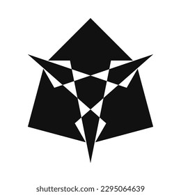 Three bursting arrows, negative space icon. A symbol made from a trio of black arrow shapes. Isolated on a white background.