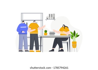 three business discussion concept flat illustration