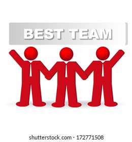 three business men in the concept of the best team, vector illustration