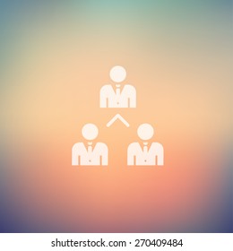 Three business people icon in flat style for web and mobile, modern minimalistic flat design. Vector white icon on gradient mesh background