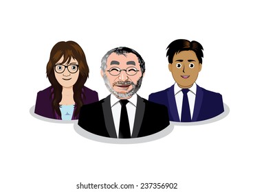 Three business people icons